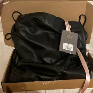 House of CB, black, vegan leather corset dress, size small